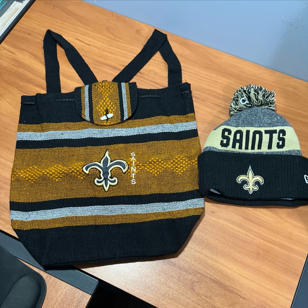 New Orleans Saints Boho Backpack Bag NFL Toboggan Embroidered Gold Logo